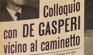 Colloquio con De Gasperi vicino al caminetto