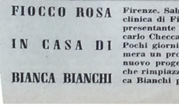 Fiocco rosa in casa di Bianca Bianchi