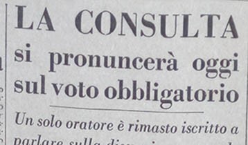 La Consulta si pronuncerà oggi sul voto obbligatorio
