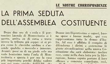 La prima seduta dell’Assemblea Costituente