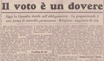 Il discorso di Piccioni sui problemi elettorali. Il voto è un dovere